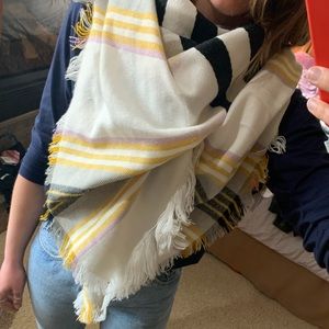 Plaid blanket scarf/shaw